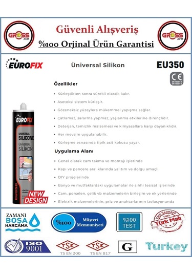 Eurofix Üniversal Silikon 280gr - Beyaz