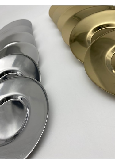 12'li Gold Ve Gümüş Paslanmaz Çelik Çay Tabağı Seti Pasct01 Gümüş