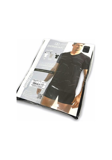 Josejuan 2'li Erkek Atlet V Yaka Yarım Kollu Koton Likralı 1303-2'li Siyah