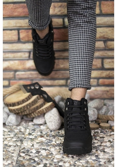 X-Step X6 Siyah Termal Kürklü Kışlık Erkek Bot Ayakkabı