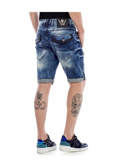 Ck181 Metal Işlemeli Yırtık Yamalı Kot Kapri Şort 001