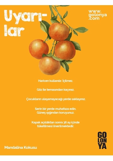 Golonya Ekşi Mandalina Kokulu Cam Şişe Kolonya 250 ML