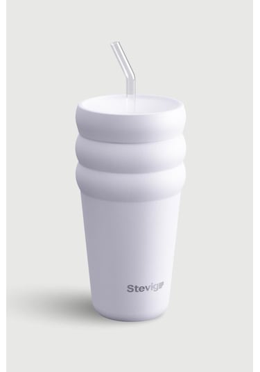Stevig 3 Bubble Two-cap Straw Tumbler Çelik Termos 600 Ml Lilac Hint St-245 Lila