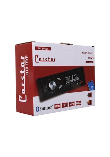 Ayt Carstar Cs-107 Çift Usb Sd Hafıza Kartı Fm Radyo Aux Bluetooth Araç Teyibi Kumandalı Oto Teyp 4x60 Watt Dijital