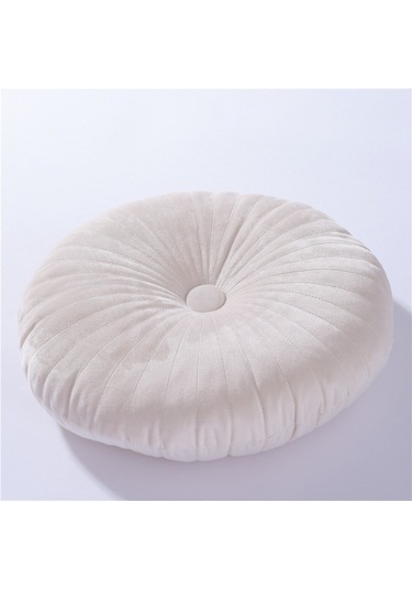 Yuvarlak Puf Atmak Yastık Tatami Yastık Ev Dekoratif Kanepe No.05 Ekru
