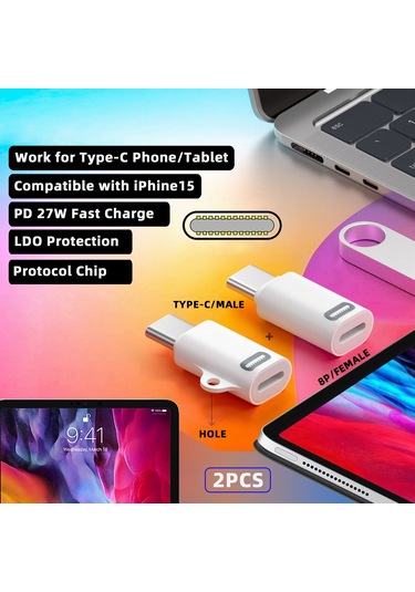 U2-058-lt020 2pcs Tip C Erkek - İp Dişi 27w Güç 480mbps Veri Adaptörü İphone Uyumlu , Android, Tablet İçin