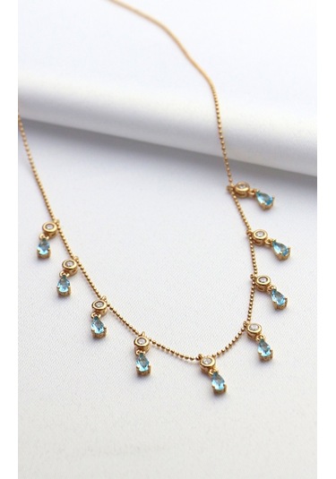 Pırlanta Montür Sıralı Taşlı Gümüş Kolye Rose Gold