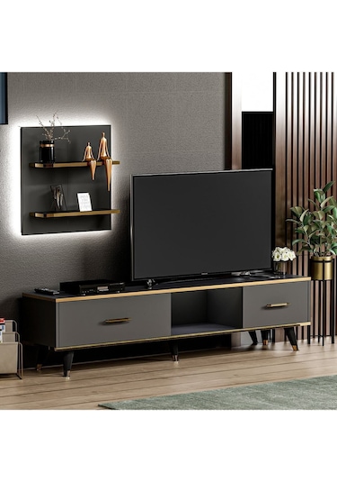 Aren Işıklı Tv Ünitesi Antrasit - Antrasit Antrasit
