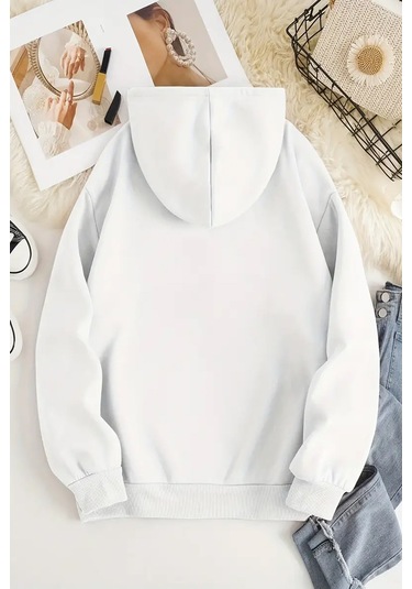 Treasure Of Youth Baskılı Oversize Sweatshirt Beyaz