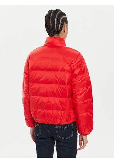 Levi's Oversize Kısa Şişme Kadın Mont - Günlük Minimalist Kırmızı