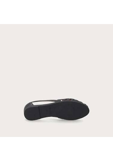 Nero Black Sandalet Kadın 03m4 Frau Leather Caged Ballet Flats Wıth Thın Straps siyah