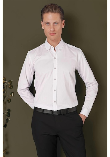 Efor Gk 711 Slim Fit Taş Klasik Gömlek Taş