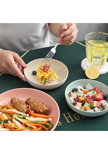 Yeşil Çevre Dostu Yemek Tabağı Düz Renk Yuvarlak Şekil Sofra Takımı 21 Cm