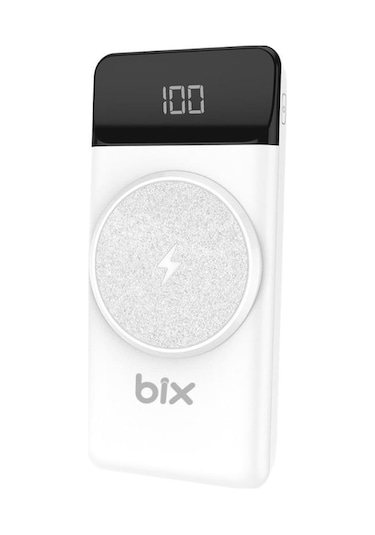 Bix PB102 10000 mAh USB PD QC 4.0 Kablosuz Şarj Powerbank Beyaz