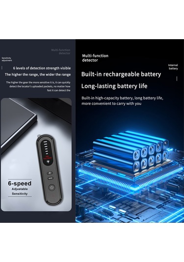 Samdoo Siyah Gizli Kamera, Gps Ve Sinyal Dedektörü - 8 Saat Pil - Kablosuz Enstrüman Tespiti - Akıllı Alarm - 6 Hassasiyet Seviyesi