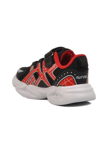 Siyah Kırmızı Cırtlı Fileli Hafif Unisex Çocuk Spor Ayakkabı 2351 P Siyah-kırmızı Siyah - Kırmızı