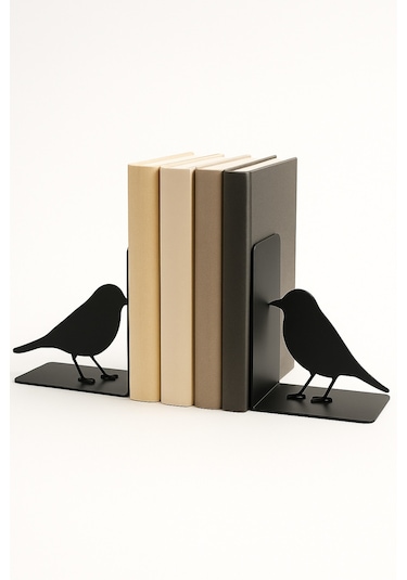 Kuş Figürlü Metal Kitap Tutucu 2 Li Set Doğa Temalı Dekoratif Masa Üstü Aksesuar