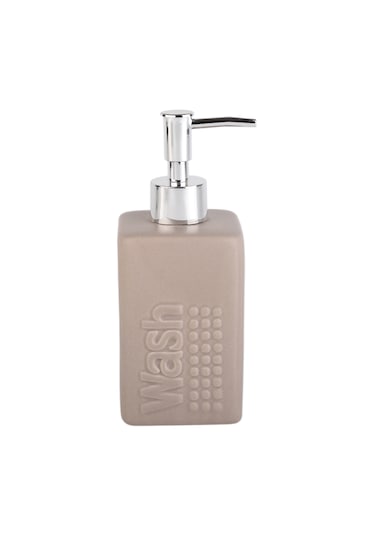 Seramik Sıvı Sabunluk Bej Modern 7x7x17cm 300ml Banyo Seti