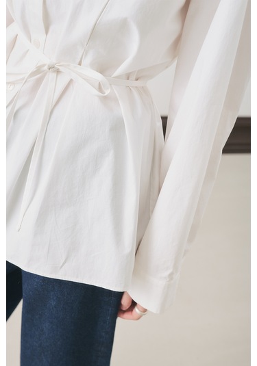 Parçalı Tasarım Gömlek Ekru Ekru