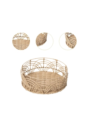 Suntek El Dokuma Rattan Sepet Çeşitli Eşyalar Meyve Ekmek M Kahverengi