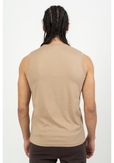 Maraton Sportswear Regular Erkek Bisiklet Yaka Kolsuz Basic Açık Vizon Atlet 21723-Açık Vizon