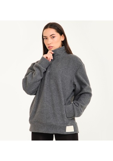 Nors Vanir Basic Yarım Fermuarlı Polar Sweatshirt Gri 001