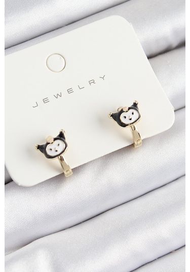 Pirinç Kuromi Model Gold Renk Çocuk Küpe Açık Gold