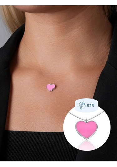 Lucente Balıkçılık İpi Kolye Kalp 925 Ayar Gümüş 332485068 Pembe