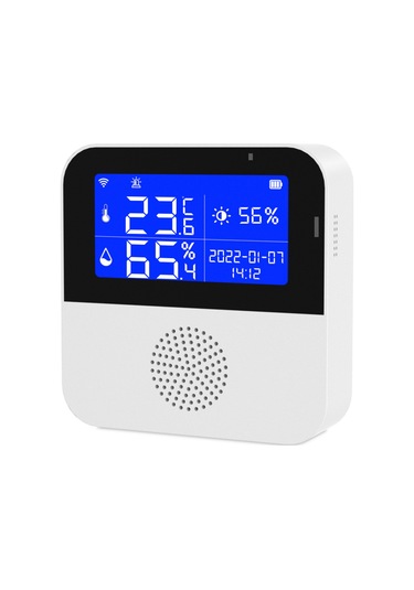 Wi-fi Sıcaklık Nem Ölçer İç Mekan Higrometre Sıcaklık Sensörü Alarm Tuya App Kontrolü 2.9 İnç Lcd Arka Aydınlatmalı Ekran / Ev İçin Zaman Tarihi İle