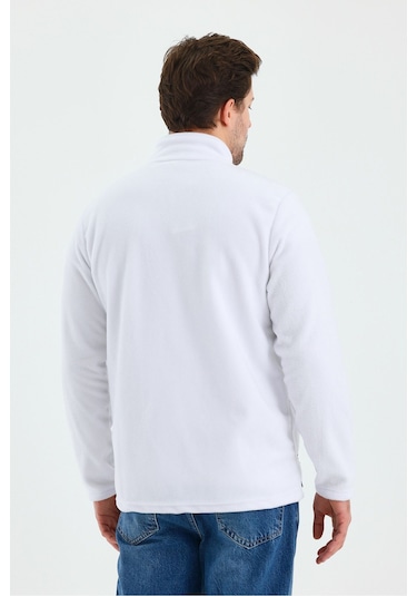 Erkek Outdoor Fermuarlı Polar Ceket Beyaz