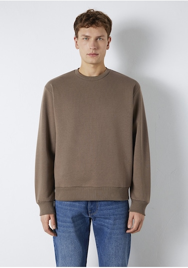 Mavi - Bisiklet Yaka Kahverengi Basic Sweatshirt 0s10276-87875 Kahverengi