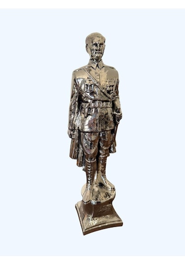 Atatürk Büstü Heykel Biblo 34 Cm Gümüş Renk