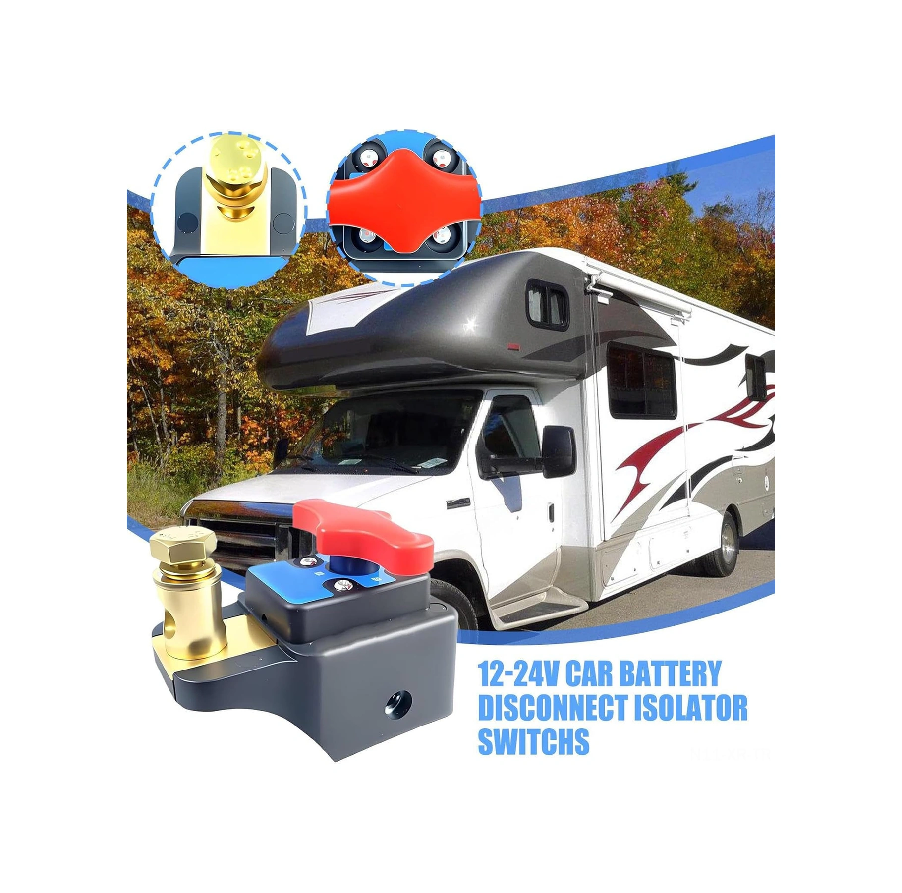 Xiyyadms 12v-24v Akü Kesici Anahtarı - Tek Tıklamayla Güç Kontrolü, Kısa Devre Koruma, Tekne, Karavan, Rovyer Ve Çekici Uygun, Üst Montajlı Bakır Abs Malzeme