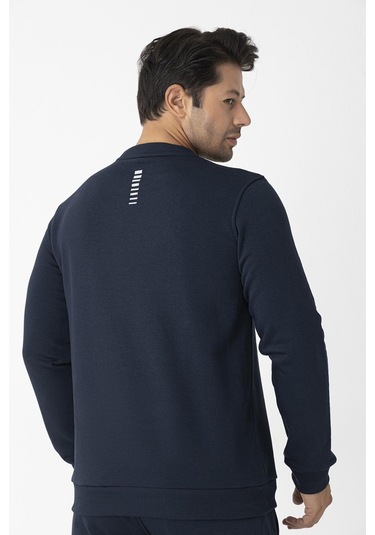 Erkek Pamuklu Kışlık Spor Sweatshirt Lacivert