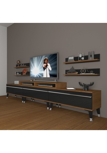 Decoraktiv Ekoflex 270r Mdf Silver Tv Ünitesi Tv Sehpası Ceviz - Siyah