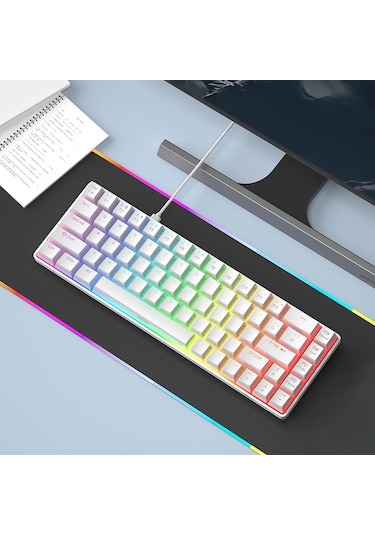 Magegee Mk-box Pudding 68 Tuş Rgb Red Switch Kablolu Beyaz Gaming Klavye