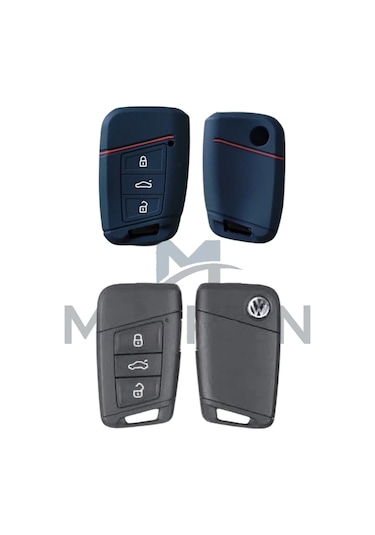 Volkswagen Passat B8 Skoda Superb Silikon Anahtar Kılıfı Siyahkırmızı02