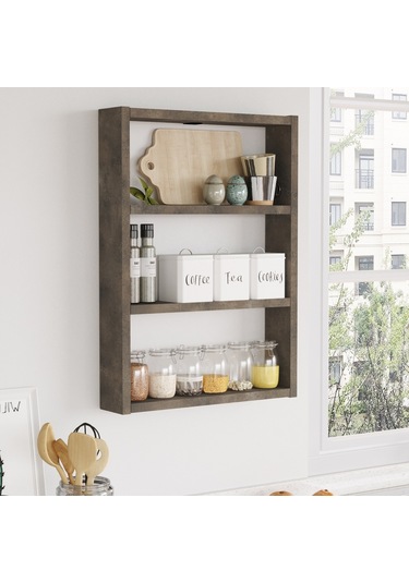 Robinhome Robin Home Marla 3'Lü Duvar Rafı Mutfak Banyo Rafı Bronz Ma1-Pb