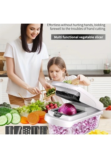 Techbloom 15 İn 1 Çok Amaçlı Mutfak Doğrama Aleti White Ev Yemekleri Dilimleme Rendeleme Ve Öğütme İçin 15 Uygulama Parti Toplantı Ve Noel İçin 1 Parça