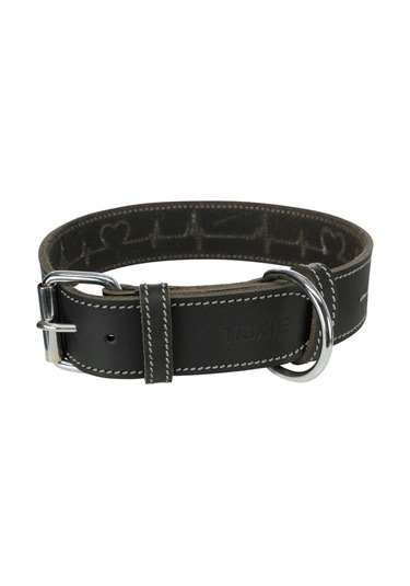 Trixie Köpek Boyun Tasması, Kalın Deri, L-XL:55-65cm/40mm, Siyah