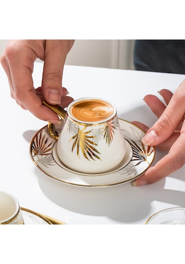 Porsima Seren Altın Yaldızlı 6 Kişilik 12 Parça Fincan Seti