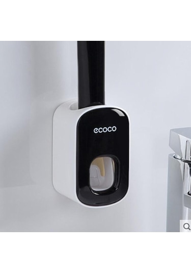 Siyah Banyo Otomatik Diş Macunu Dispenseri Duvara Monte Diş Macunu Sıkacağı Aksesuarları Seti Otomatik Sıkacağı Tutucu Raf Aracı Siyah