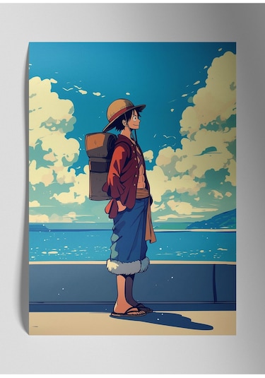 Metal Baskı Parlak Duvar Tablosu - Monkey D. Luffy, One Piece Anime, Manga Serisi