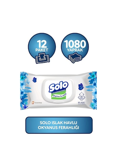 Solo Okyanus Ferahlığı Islak Havlu Mendil 12 X 90'Lı