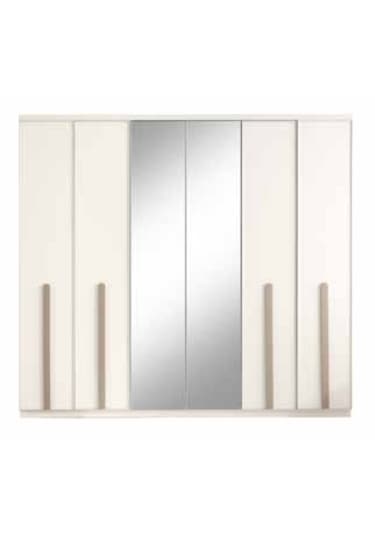 Verda Tamamı Mdf 6 Membranlı Kapaklı Reflekte Camlı Gardırop Dolap Beyaz