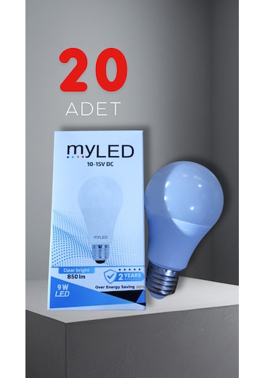 Myled 12v 9w E27 Beyaz Led Ampul 20 Adet