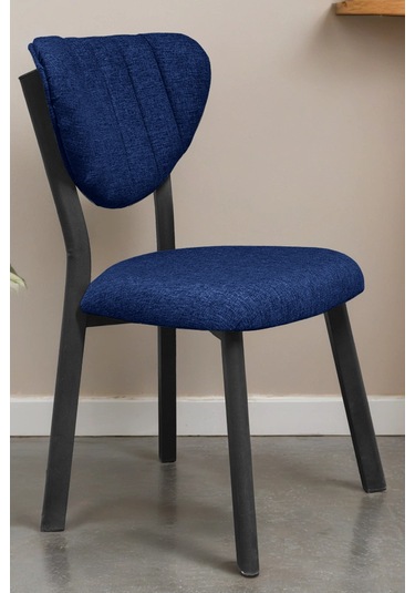 Nemeron Mutfak Masa Sandalyesi Kafe Restoran Yemek Odası Çizgili Yarmalı Sandalye Silinebilir - Lacivert Lacivert