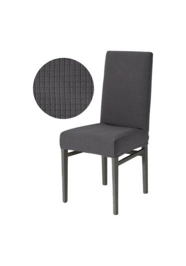 Upmall Pitikare Desen Esnekli Sandalye Örtsü Kılfı Antrast 6 Adet