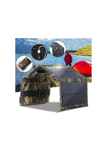 Outdoor 5V 10W Usb 4 Güneş Paneli İle Güç Bankası Şarj Cihazı Kamuflaj