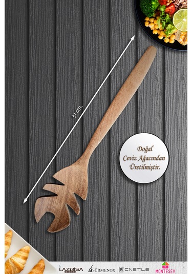 Doğal Ceviz Ağacı Ahşap Tahta Kaşık Seti Ağaç Kaşık 4 Lü Set 11 Ahşap
